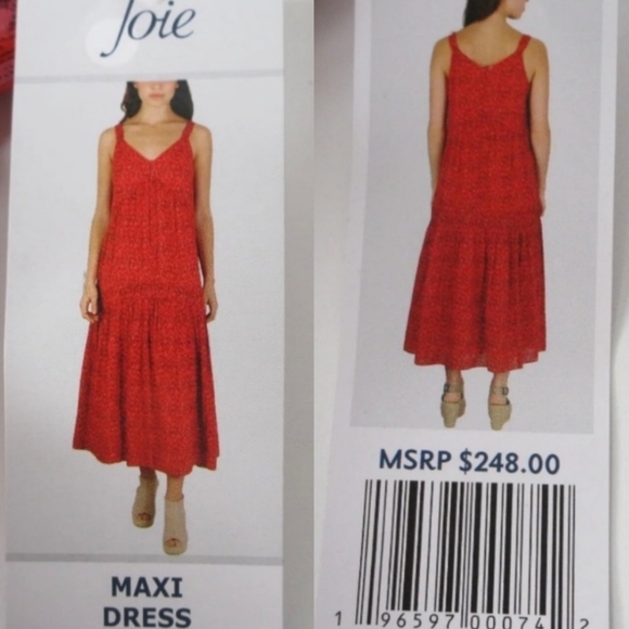 Anthropologie Joie Tea Rose Pink Sleeveless Ikat Tiered Ruffle Maxi Dress sz xxl - Picture 3 of 8